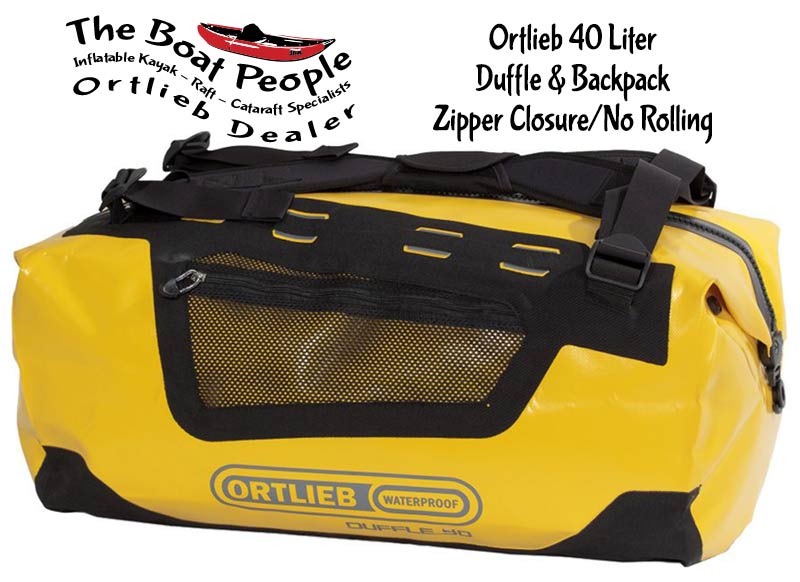 Ortlieb Dry Duffle 40 Liter. Also can be backpack